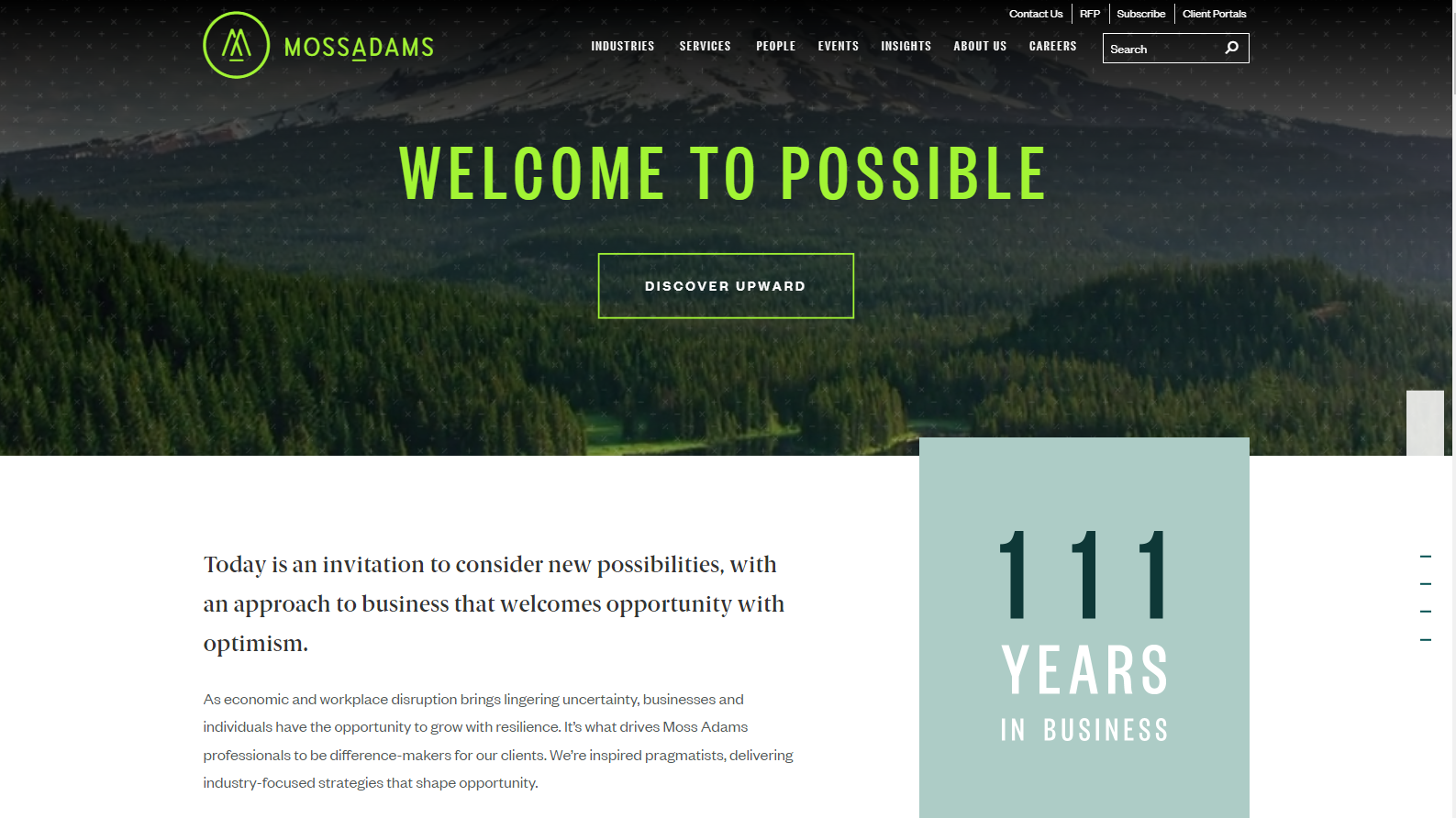 Moss Adams LLP Website Home Page