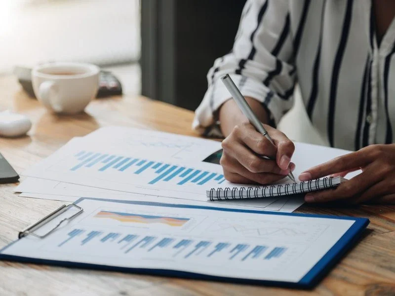 Accountant analyzing financial charts