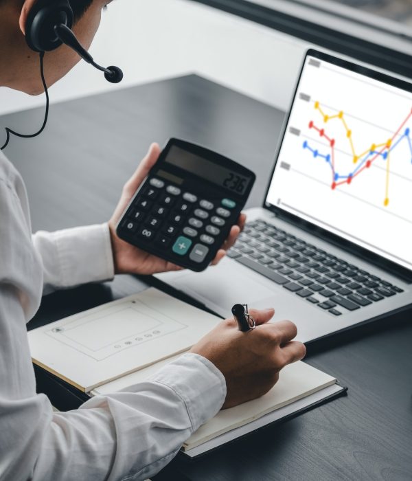 Accountant using a calculator to calculate the numbers. Accounting , Accountancy from financial Accountant using a calculator to calculate the numbers. Accounting , Accountancy from financial