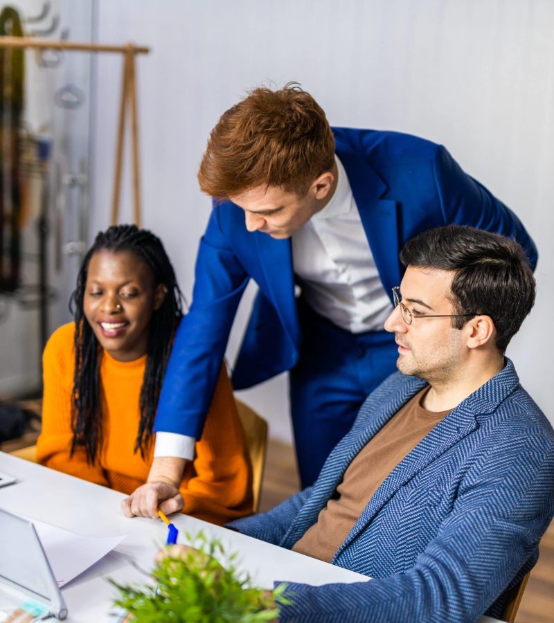 Business team working in a start-up office office meeting