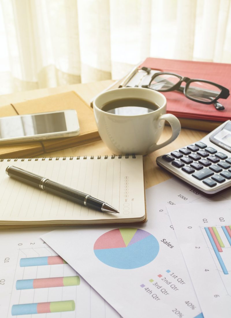 Desk office business financial accounting calculate, Graph analysis