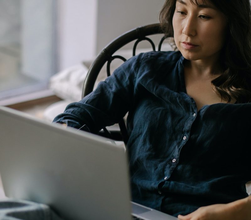 Female freelancer working remotely on laptop from home Female freelancer working remotely on laptop from home, Self Assessment Accountant