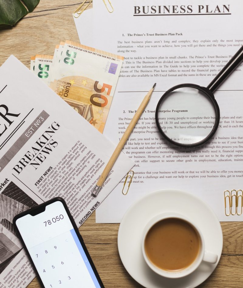 Flat lay of business plan and accountancy concept. Top view Flat lay of business plan and accountancy concept. Top view