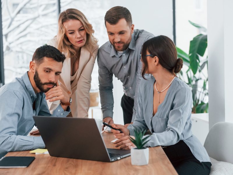 Pearl Lemon Accountants Accountants and Bookkeepers looking at the laptop screen in the office