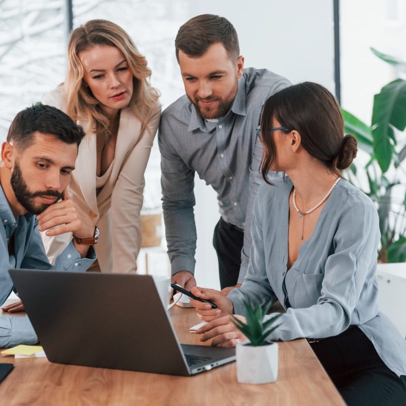 Pearl Lemon Accountants Accountants and Bookkeepers looking at the laptop screen in the office