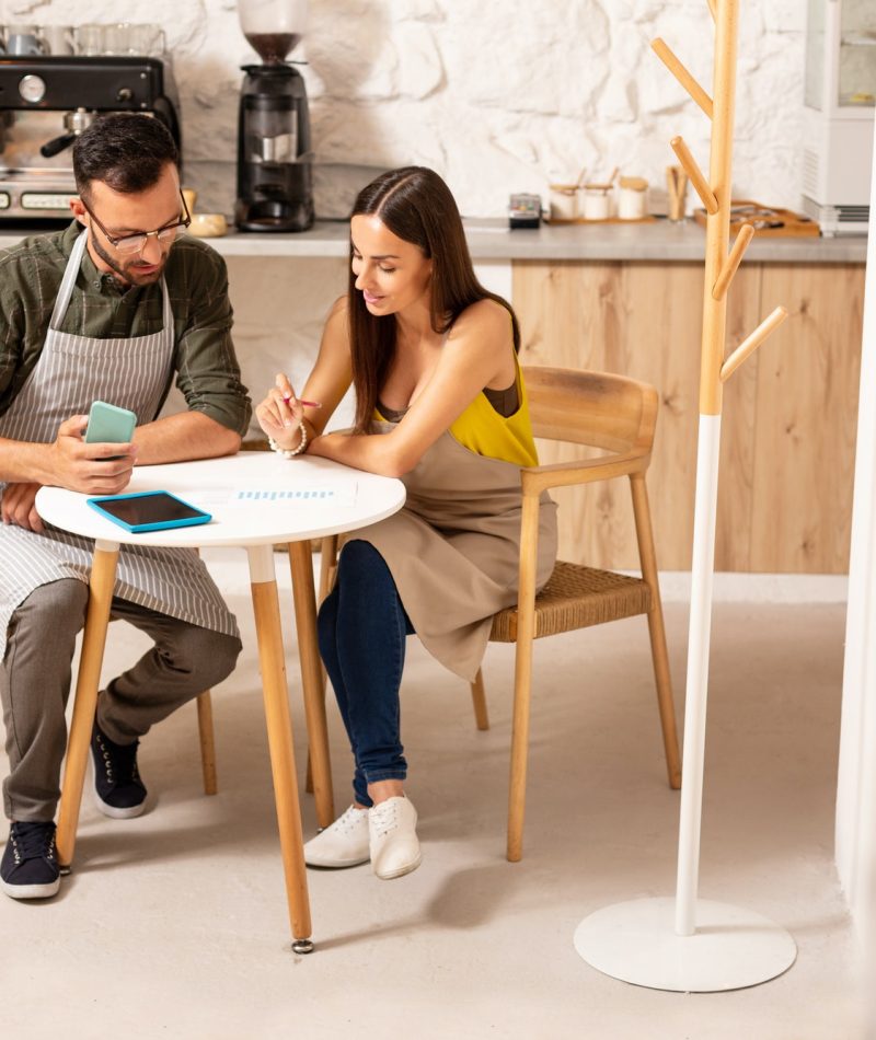 Boy teaching accounting and bookkeeping to the girl