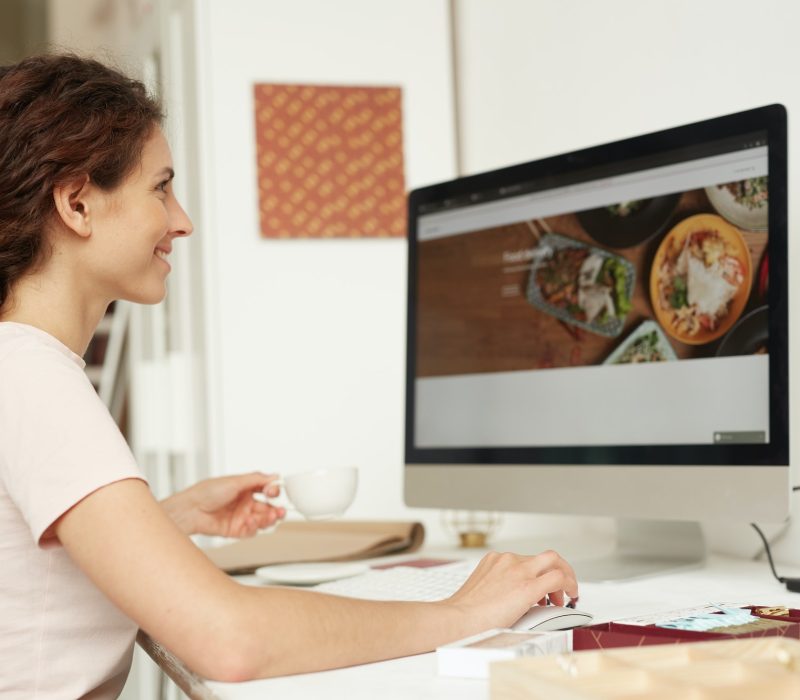 Web designer working on website