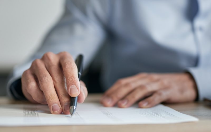 Work of accountant in the company close up photo