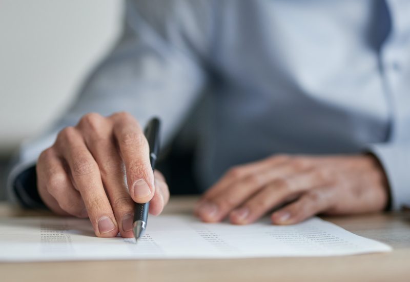 Work of accountant in the company close up photo