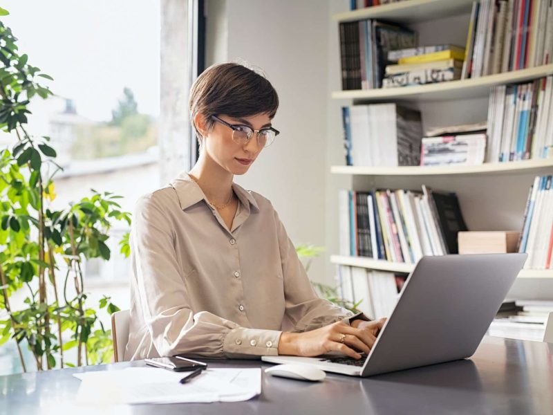 Young woman working on laptop